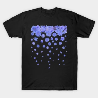 Blue Chicory Flowers Rain T-Shirt